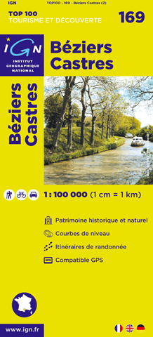 Wegenkaart - Landkaart 169 fietskaart Béziers - Montpellier - Lodeve - Castres | IGN |