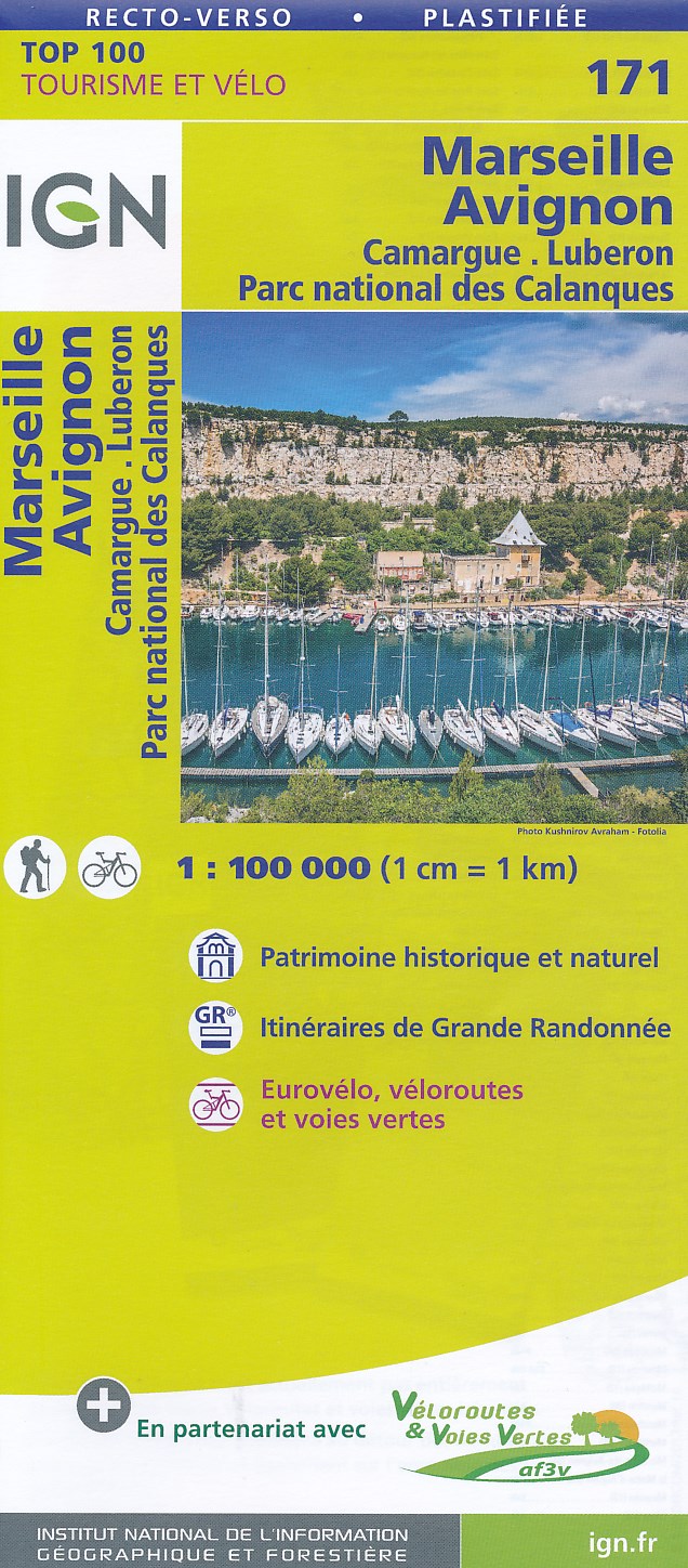 Fietskaart - Wegenkaart - landkaart 171 Marseille - Avignon | IGN - Institut Géographique National de zwerver