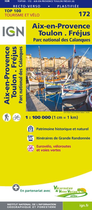 Online bestellen: Fietskaart - Wegenkaart - landkaart 172 Toulon - Aix en Provence - Frejus | IGN - Institut Géographique National