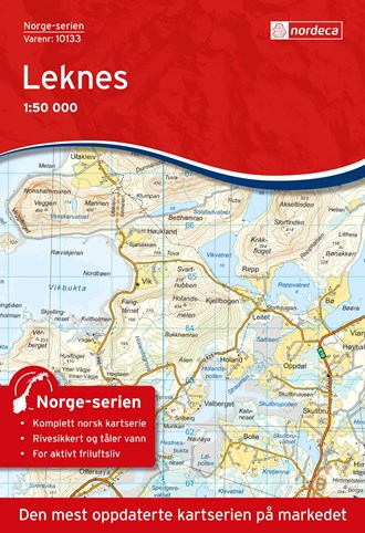 Online bestellen: Wandelkaart - Topografische kaart 10133 Norge Serien Leknes | Nordeca