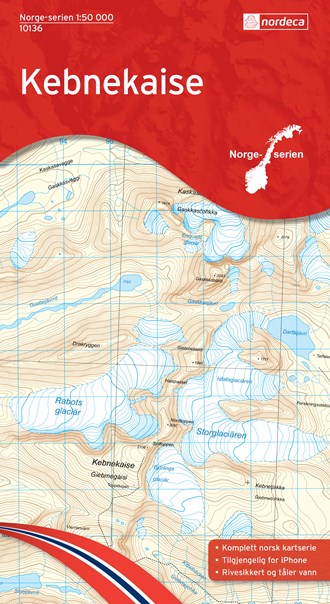 Online bestellen: Wandelkaart - Topografische kaart 10136 Norge Serien Kebnekaise | Nordeca