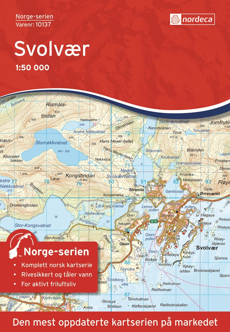 Wandelkaart - Topografische kaart 10137 Norge Serien Svolvær - Svolvae