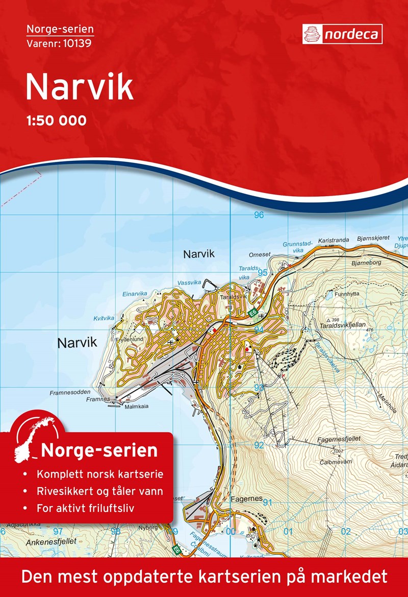 Online bestellen: Wandelkaart - Topografische kaart 10139 Norge Serien Narvik | Nordeca