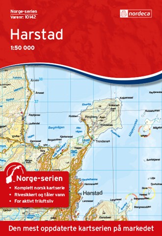 Online bestellen: Wandelkaart - Topografische kaart 10142 Norge Serien Harstad | Nordeca
