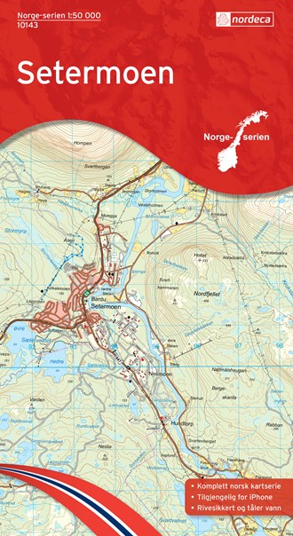 Online bestellen: Wandelkaart - Topografische kaart 10143 Norge Serien Setermoen | Nordeca
