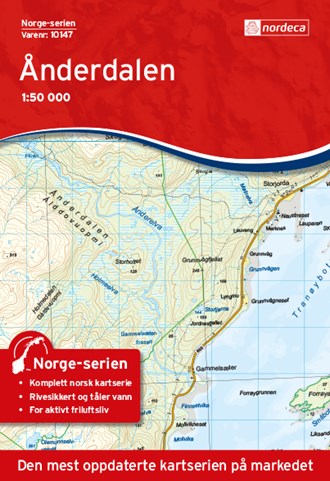Online bestellen: Wandelkaart - Topografische kaart 10147 Norge Serien Ånderdalen | Nordeca