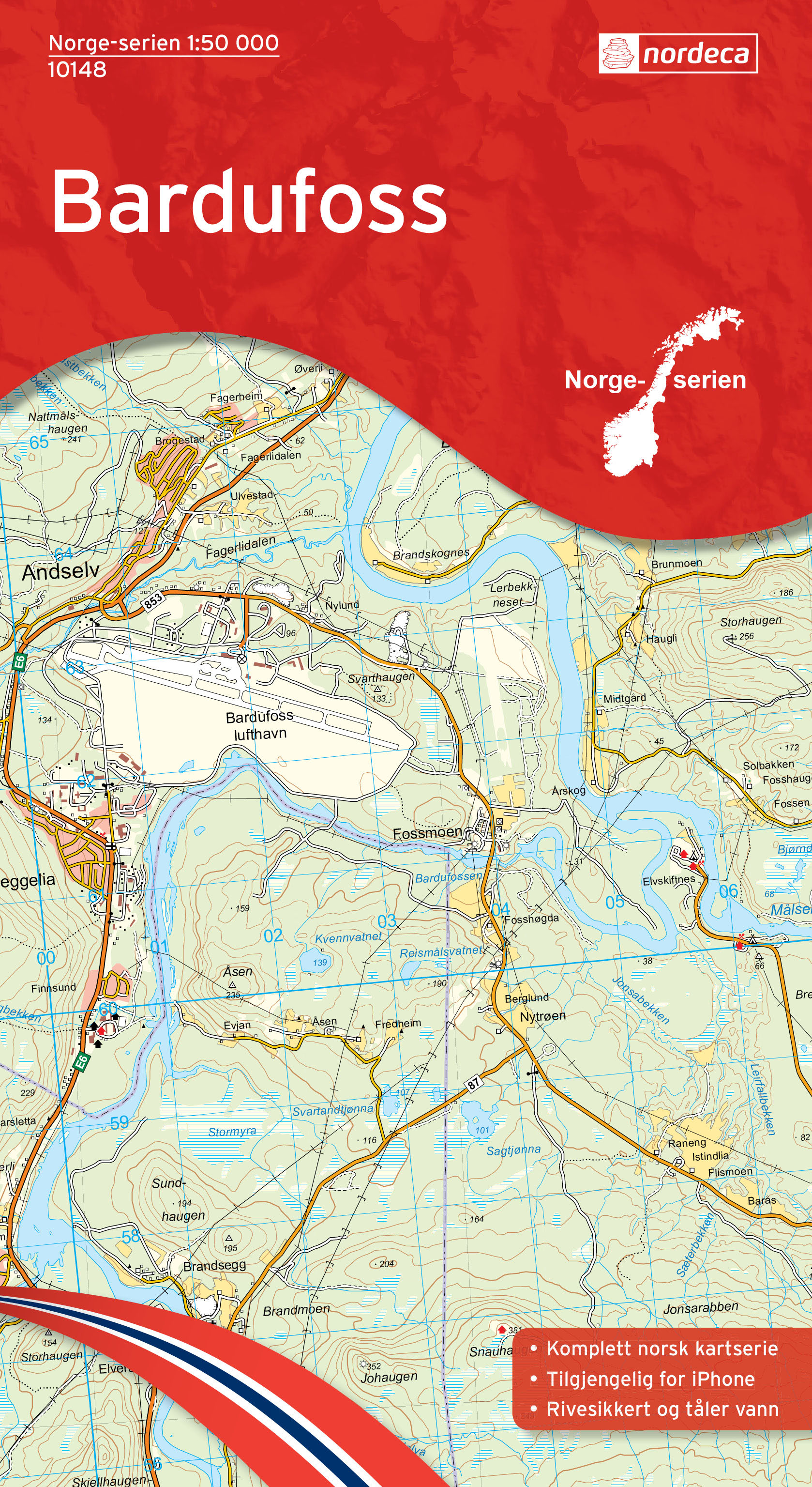 Online bestellen: Wandelkaart - Topografische kaart 10148 Norge Serien Bardufoss | Nordeca