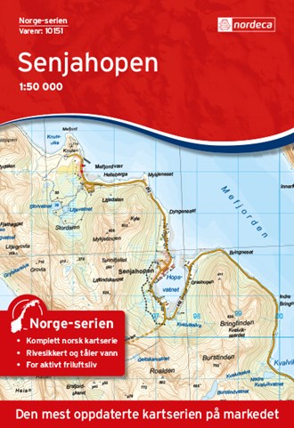 Online bestellen: Wandelkaart - Topografische kaart 10151 Norge Serien Senjahopen | Nordeca