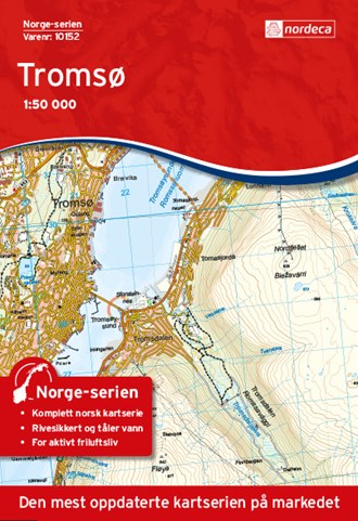 Online bestellen: Wandelkaart - Topografische kaart 10152 Norge Serien Tromsø | Nordeca