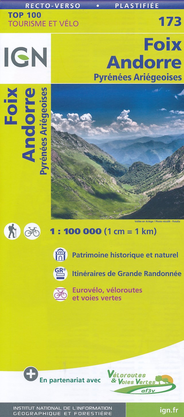 Online bestellen: Fietskaart - Wegenkaart - landkaart 173 Foix - Andorra | IGN - Institut Géographique National