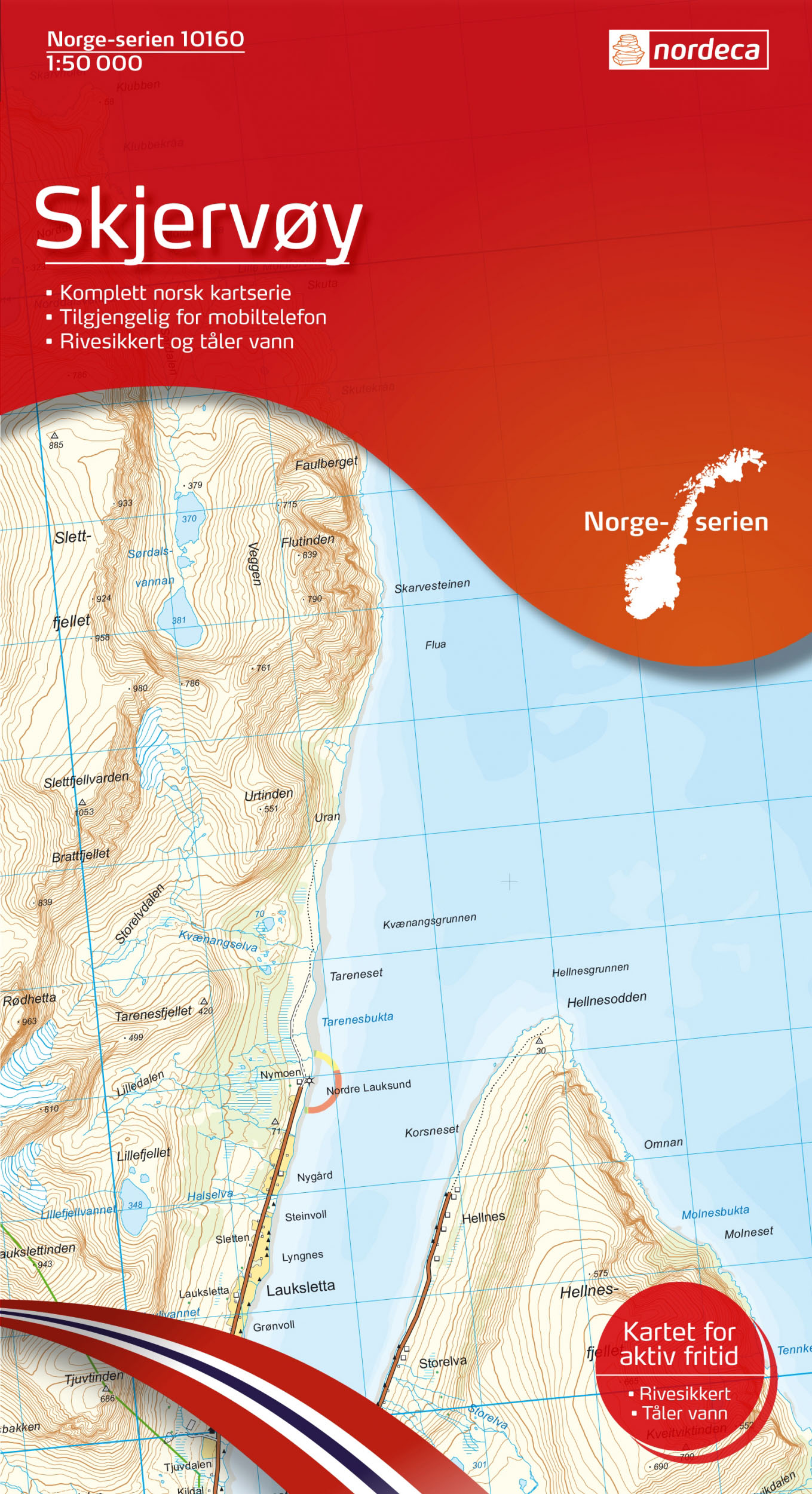 Wandelkaart - Topografische kaart 10160 Norge Serien Skjervøy | Nordec