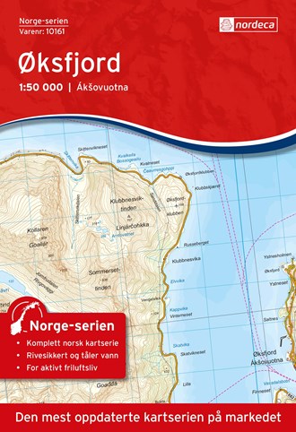 Online bestellen: Wandelkaart - Topografische kaart 10161 Norge Serien Øksfjord | Nordeca