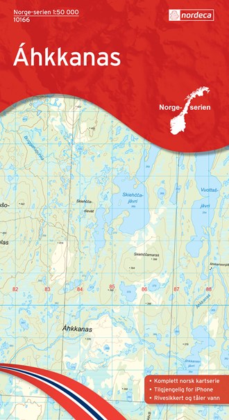 Online bestellen: Wandelkaart - Topografische kaart 10166 Norge Serien Ahkkanas | Nordeca