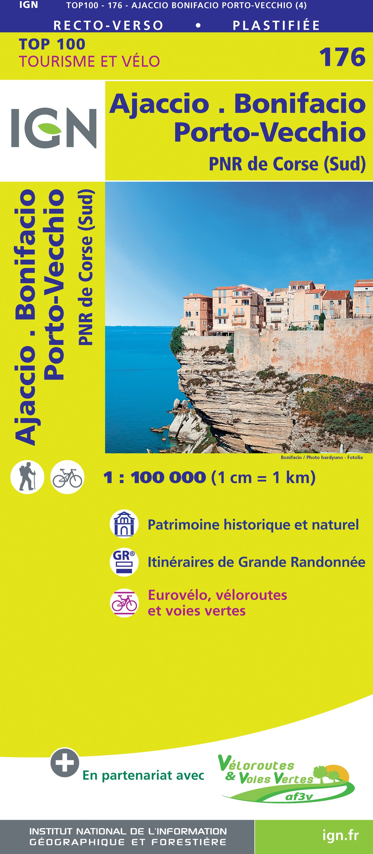 Online bestellen: Wegenkaart - landkaart - Fietskaart 176 Ajaccio - Bonifacio - Porto-Vecchio | IGN - Institut Géographique National