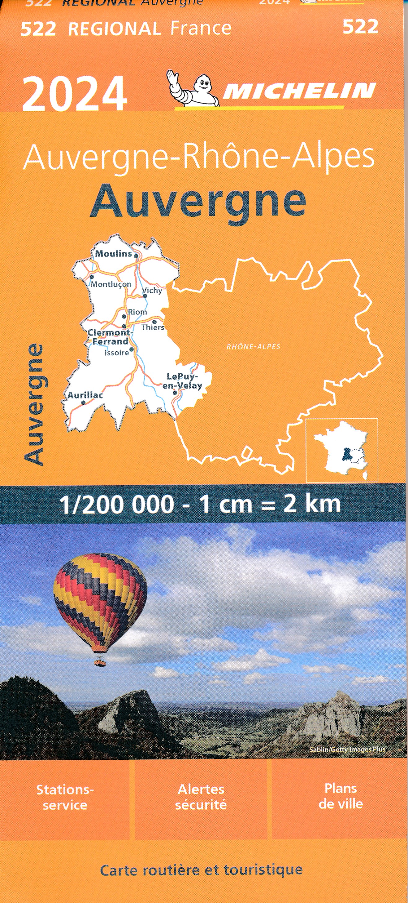 Online bestellen: Wegenkaart - landkaart 522 Auvergne 2024 | Michelin