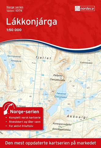 Online bestellen: Wandelkaart - Topografische kaart 10174 Norge Serien Lákkonjárga | Nordeca