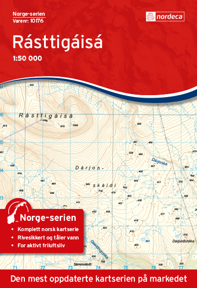 Online bestellen: Wandelkaart - Topografische kaart 10176 Norge Serien Rasttigaisa | Nordeca