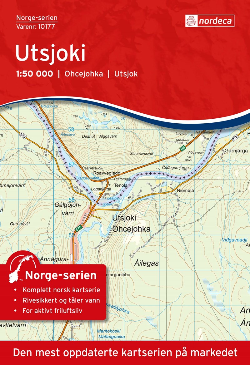 Online bestellen: Wandelkaart - Topografische kaart 10177 Norge Serien Utsjoki | Nordeca