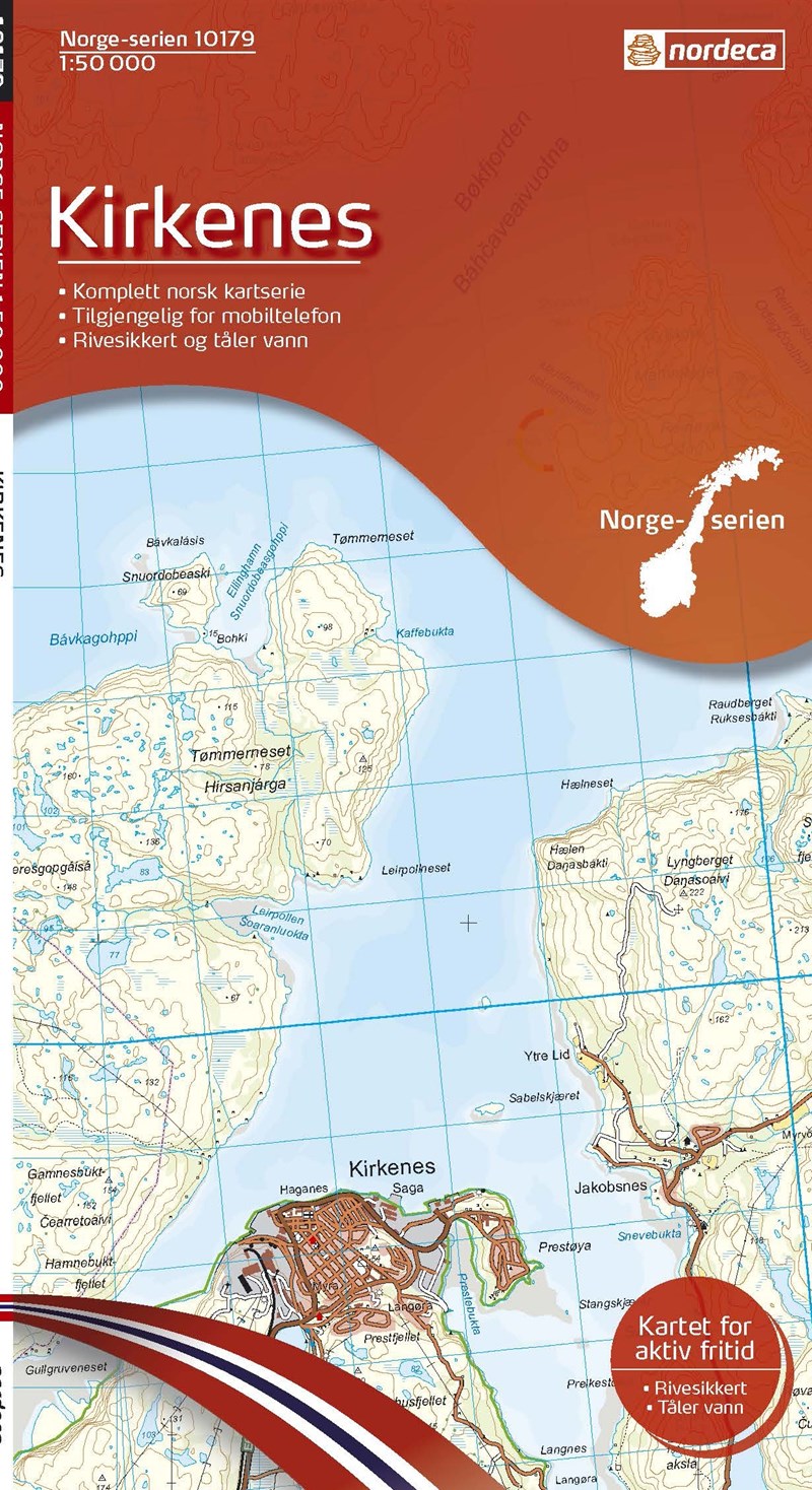 Online bestellen: Wandelkaart - Topografische kaart 10179 Norge Serien Kirkenes | Nordeca