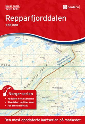 Online bestellen: Wandelkaart - Topografische kaart 10181 Norge Serien Repparfjorden | Nordeca
