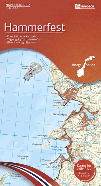 Online bestellen: Wandelkaart - Topografische kaart 10187 Norge Serien Hammerfest | Nordeca
