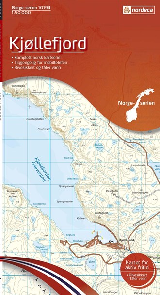 Online bestellen: Wandelkaart - Topografische kaart 10194 Norge Serien Kjøllefjord | Nordeca