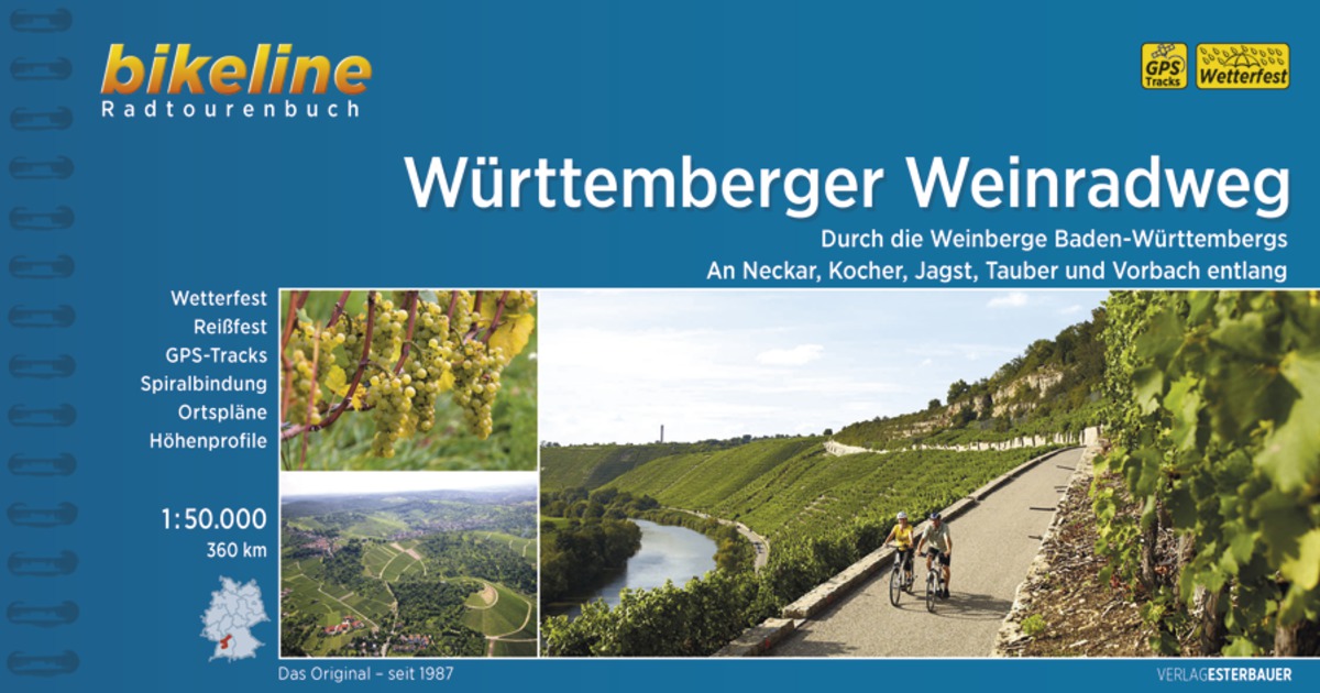 Online bestellen: Fietsgids Bikeline Württemberger Weinradweg | Esterbauer