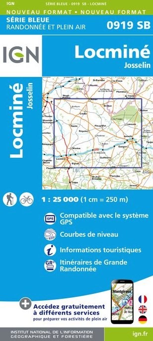Online bestellen: Wandelkaart - Topografische kaart 0919SB Locmine - Josselin | IGN - Institut Géographique National