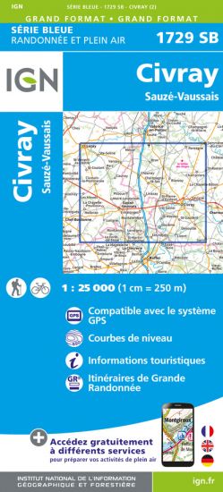Online bestellen: Wandelkaart - Topografische kaart 1729SB Civray - Sauze - Vaussais | IGN - Institut Géographique National