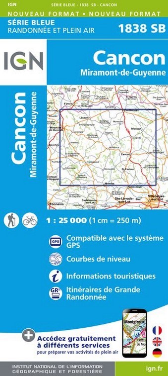 Online bestellen: Wandelkaart - Topografische kaart 1838SB Cancon, Miramont-de-Guyenne | IGN - Institut Géographique National