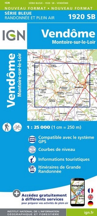 Online bestellen: Wandelkaart - Topografische kaart 1920SB Vendome, Montoire-sur-le-Loir | IGN - Institut Géographique National