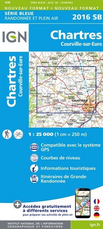 Online bestellen: Wandelkaart - Topografische kaart 2016SB Chartres, Courville-sur-Eure | IGN - Institut Géographique National