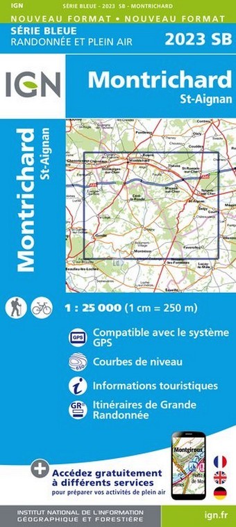 Online bestellen: Wandelkaart - Topografische kaart 2023SB Montrichard, St-Aignan | IGN - Institut Géographique National