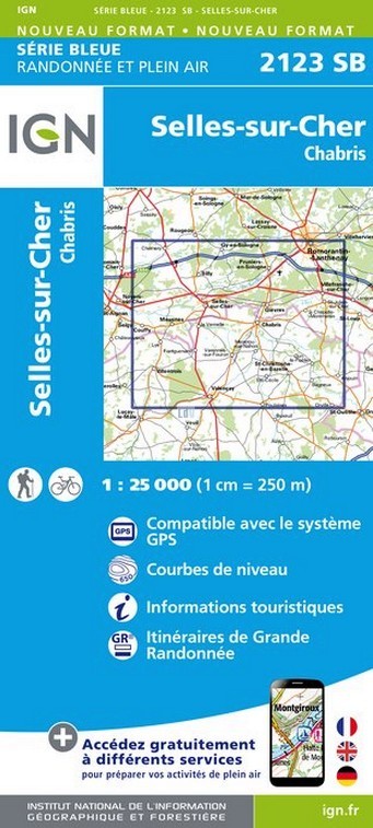 Online bestellen: Wandelkaart - Topografische kaart 2123SB Selles-sur-Cher, Chabris | IGN - Institut Géographique National