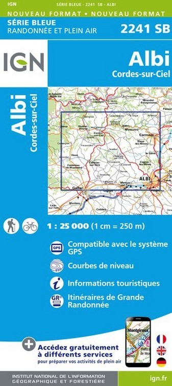 Online bestellen: Wandelkaart - Topografische kaart 2241SB Albi, Cordes-sur-Ciel | IGN - Institut Géographique National