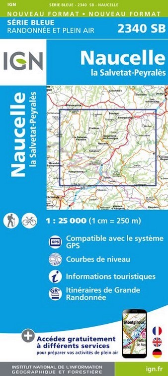 Online bestellen: Wandelkaart - Topografische kaart 2340SB Naucelle, La Salvetat, Peyrales | IGN - Institut Géographique National