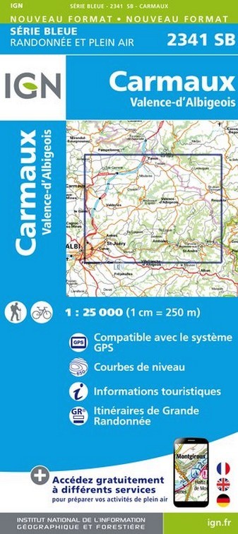 Online bestellen: Wandelkaart - Topografische kaart 2341SB Carmaux, Valence-d'Albigeoi | IGN - Institut Géographique National