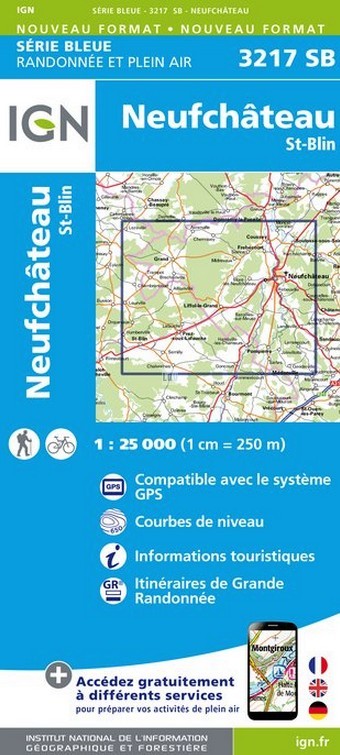 Online bestellen: Wandelkaart - Topografische kaart 3217SB Neufchateau, St-Blin | IGN - Institut Géographique National