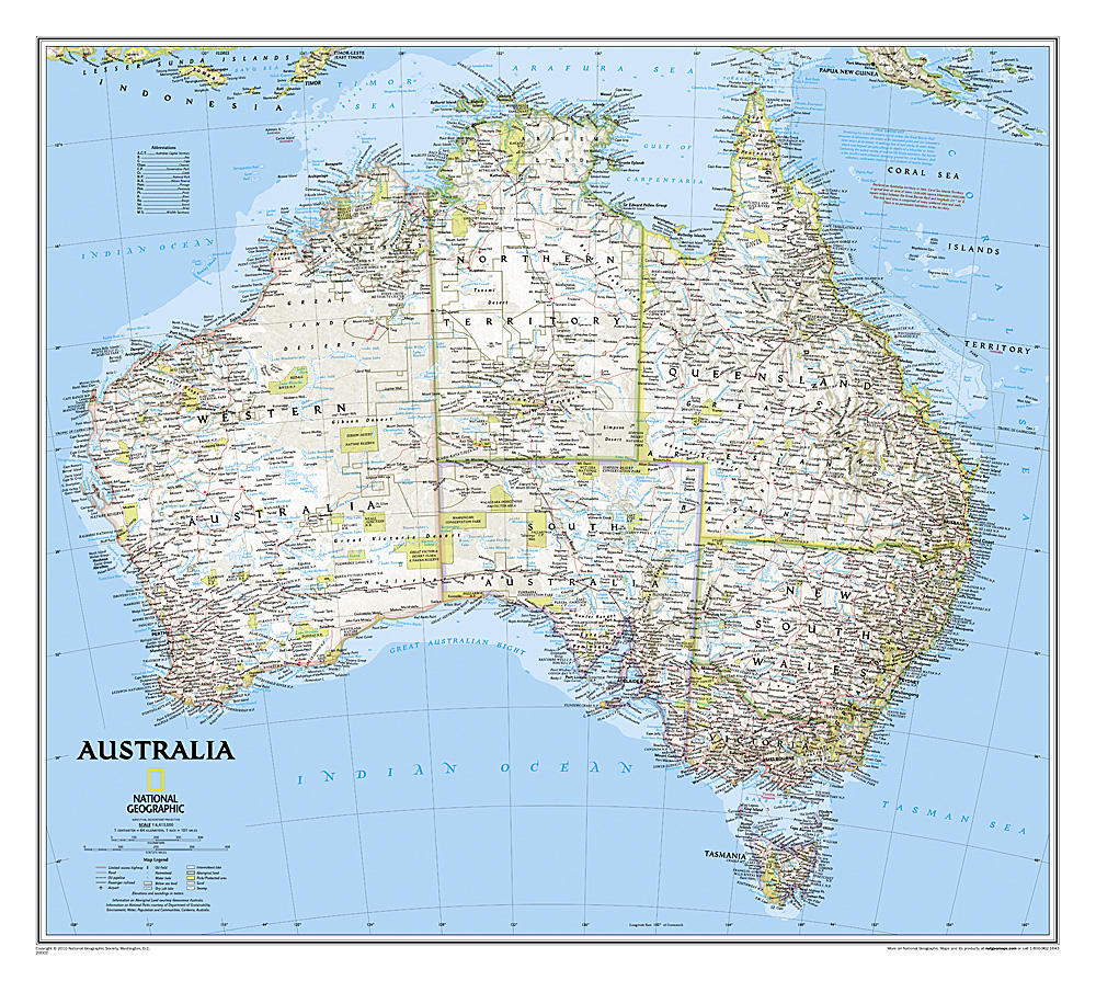 Online bestellen: Wandkaart Australië, politiek, 77 x 60 cm | National Geographic