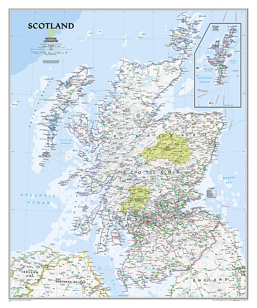 Online bestellen: Wandkaart Schotland, 76 x 91 cm | National Geographic