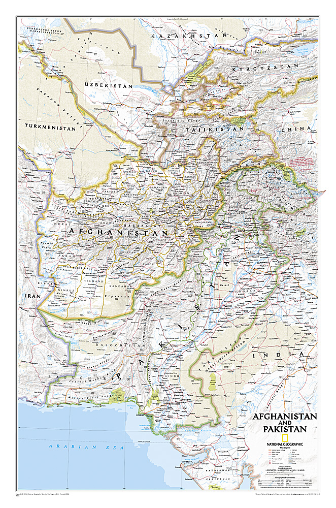 Online bestellen: Wandkaart Afghanistan & Pakistan, 55 x 83 cm | National Geographic