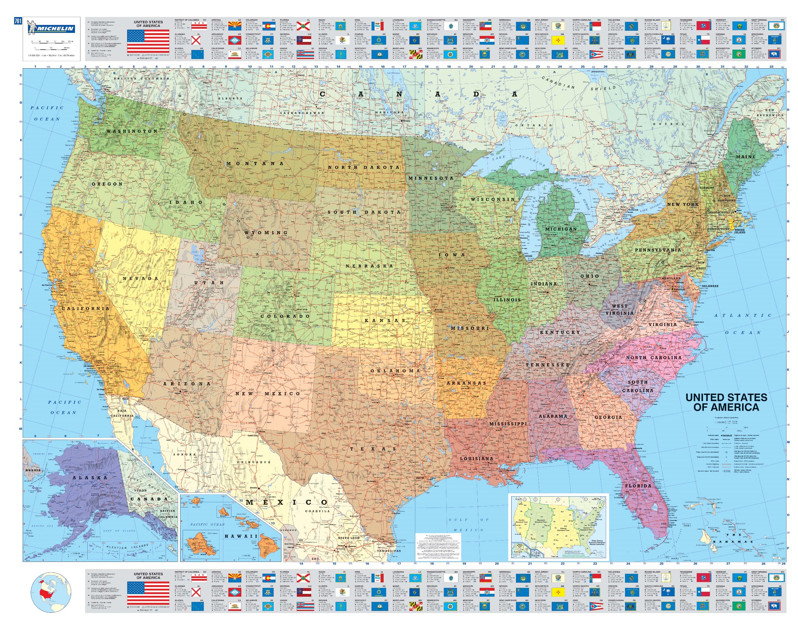 Online bestellen: Wandkaart USA Politiek | Michelin