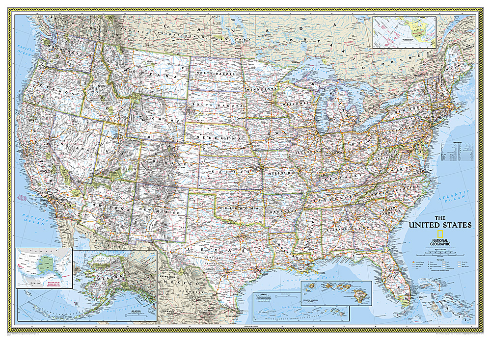 Online bestellen: Wandkaart USA - Verenigde Staten Political, 178 x 124 cm | National Geographic