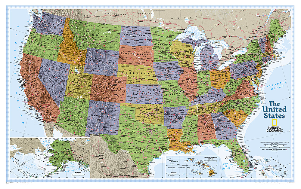 Online bestellen: Wandkaart USA Explorer, 81 x 51 cm | National Geographic