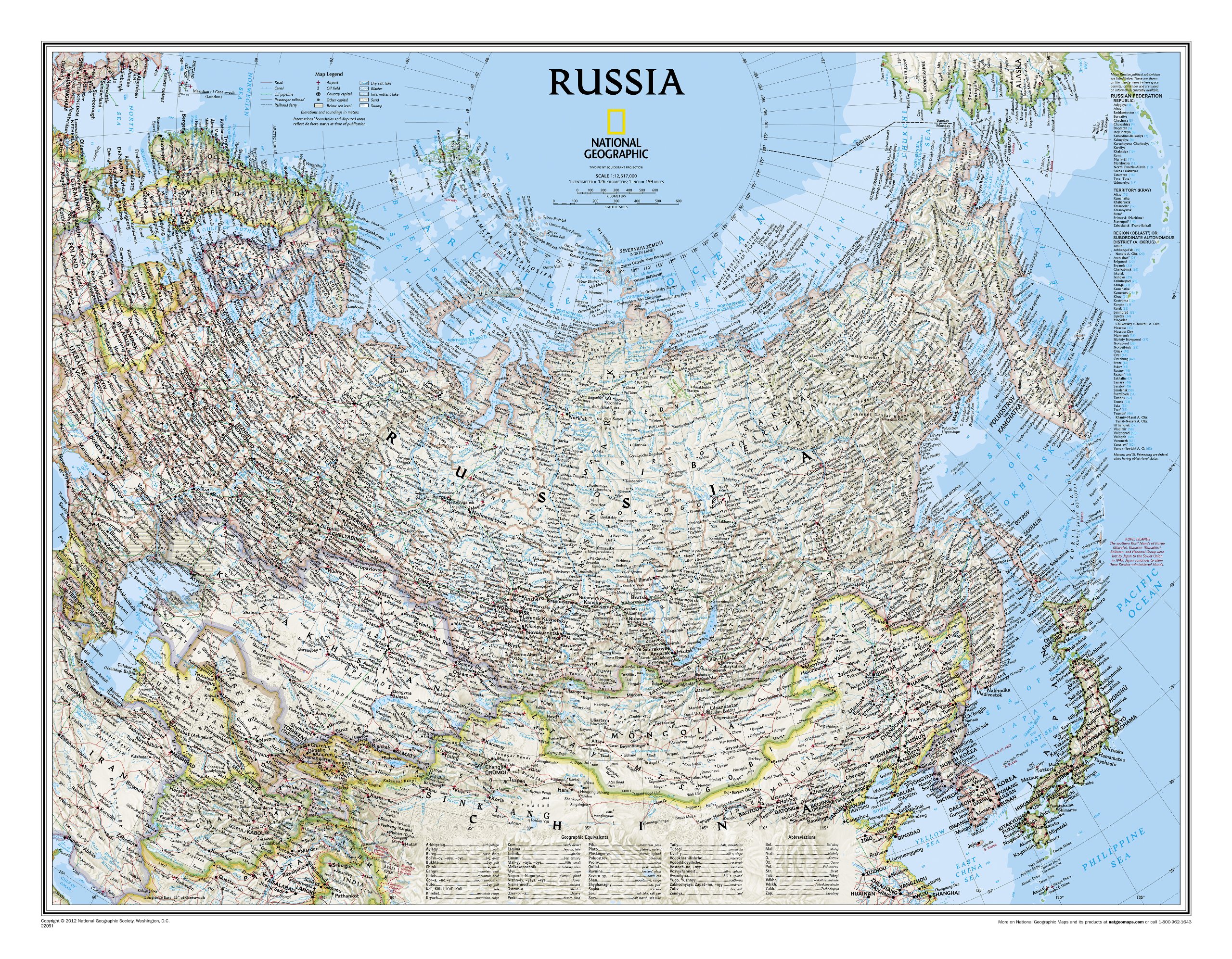 Online bestellen: Wandkaart Russia - Rusland, 77 x 60 cm | National Geographic