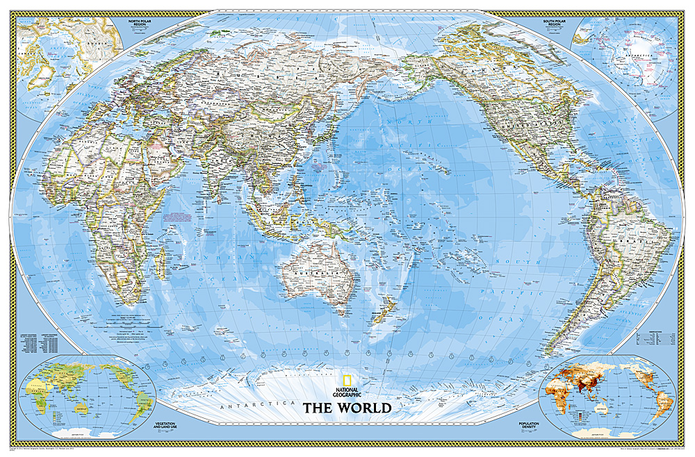 Wereldkaart 20331 Politiek, pacific centered, 185 x 122 cm | National