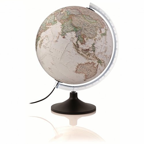 Wereldbol 12E Carbon Antiek | Ø 30 cm | Engelstalig | met Verlichting