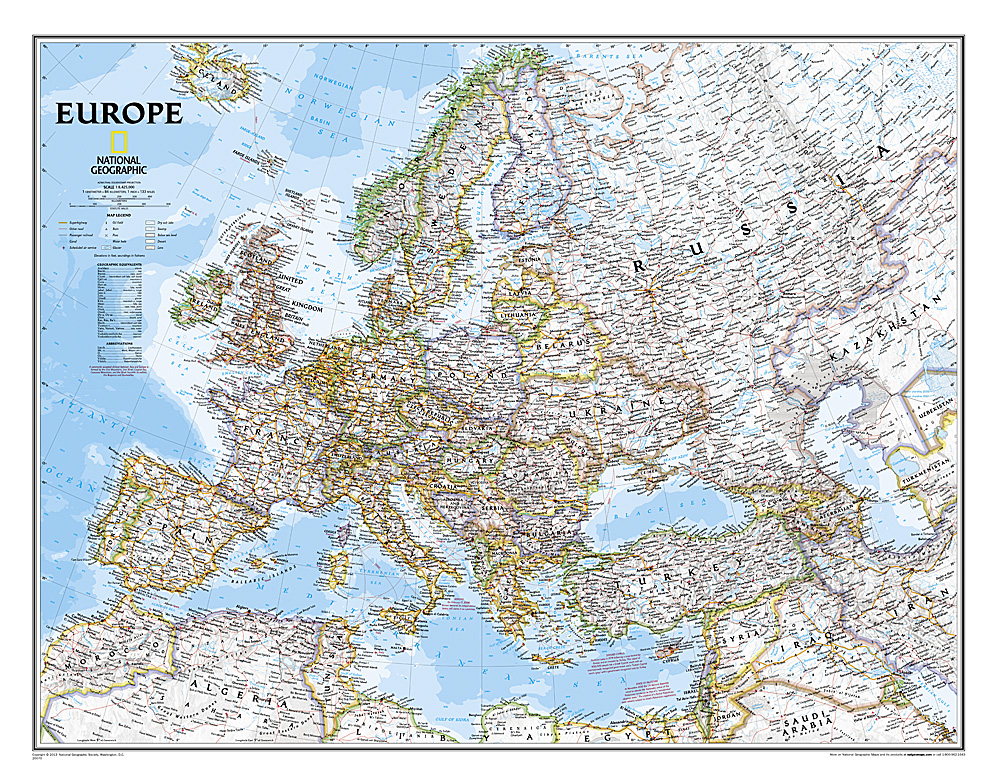 Wandkaart Europa, politiek, 114 x 88 cm | National Geographic