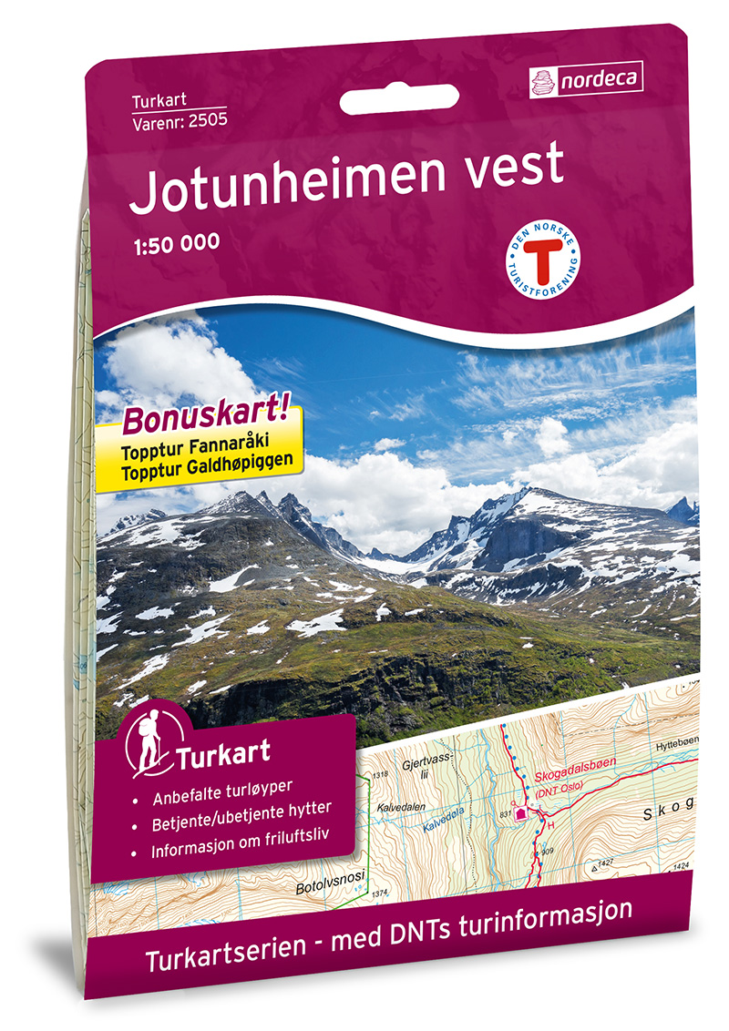 Online bestellen: Wandelkaart 2505 Turkart Jotunheimen Vest - West | Nordeca