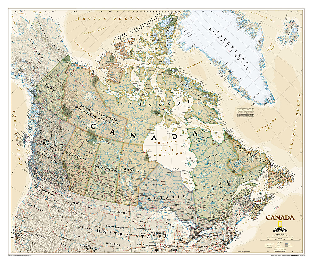Online bestellen: Wandkaart Canada, antiek, 97 x 82 cm | National Geographic